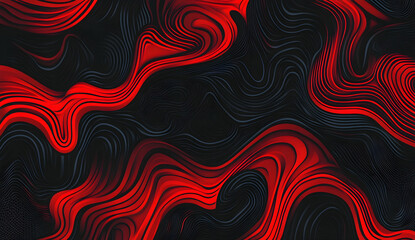 Poster - Red and black wave abstract background vector presentation design, dark gray background