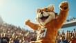 © Fidel - College stadium with the mascot performing a stunt to entertain the crowd. Featuring excitement and fun