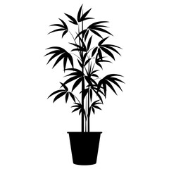 Poster - Potted plant with tropical plant silhouette potted leaves vector