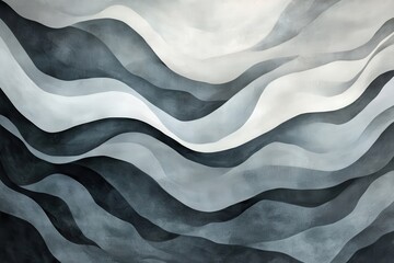 Poster - Contemporary wavy patterns with soft curves in sophisticated gray shades, perfect for stylish wallpapers, elegant greeting cards, and textured backgrounds for branding projects