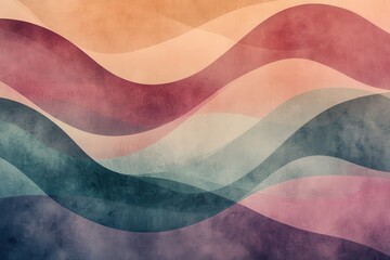 Poster - Vibrant abstract waves in calming colors for contemporary design projects, enhancing elegance and sophistication for creatives and branding initiatives