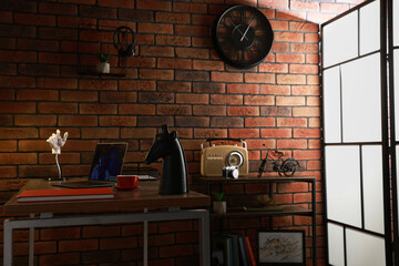 Poster - Contemporary furniture and different decor in room. Interior design