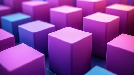 Abstract 3D Cubes with Vibrant Gradient Colors Creating a Dynamic Visual