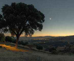 Poster - Celestial event astrophotography eclipse at dusk scenic landscape tranquil environment