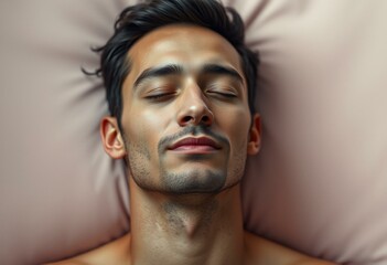 Wall Mural - Male portrait with eyes closed in relaxation