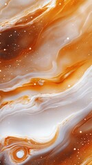 Poster - Swirling abstract texture showcases cosmic patterns in rich orange and white tones against a smooth backdrop