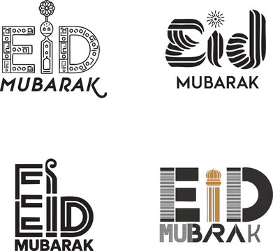 logo for company eid mubarak typography lettering caligraphy icon vector with white bg