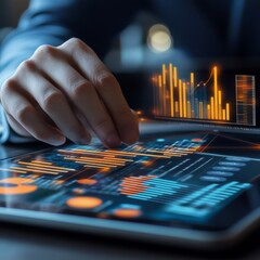 Aufkleber - Data Analysis on a Tablet: Examining Business Growth and Financial Trends with Interactive Visualizations.