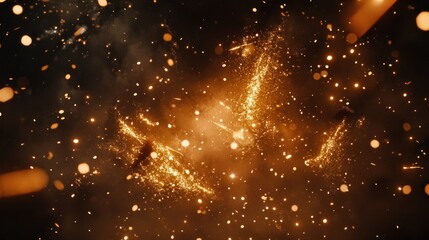 Wall Mural - Glowing Embers Dance in the Night: A Symphony of Sparks