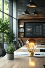 Poster - Modern conference room with light bulb centerpiece