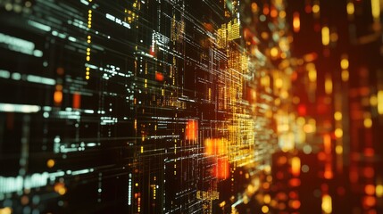 Poster - Abstract digital data flow with vibrant colors