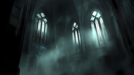 Poster - dark interior gothic cathedral atmospheric