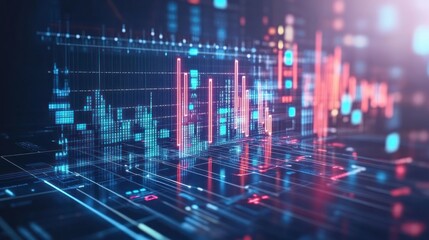 Poster - Abstract digital data visualization with vibrant graphs