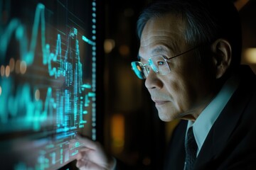Poster - Business professional analyzing data on digital screen