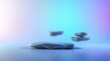 © Vlad - Elegant stones are suspended in mid-air against a pastel backdrop, creating a serene product display.