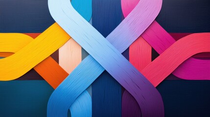 Poster - Colorful Abstract Design with Intertwined Strips in Vibrant Colors Representing Creativity and Modern Art Aesthetic for Background and Decoration