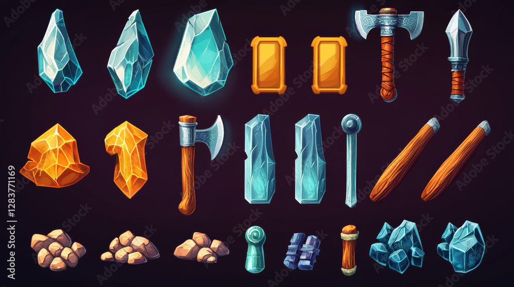 Game ui interface boards with level score and menu buttons with purple ...