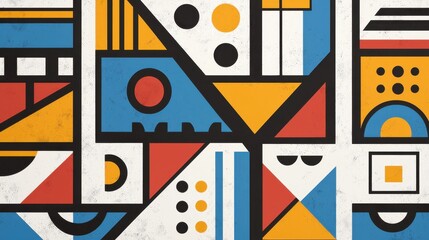 Poster - Abstract geometric pattern featuring vibrant colors and bold shapes creating a modern artistic composition suitable for various creative projects