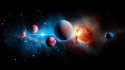 Wall Mural - black and white photo of the planets in our solar system