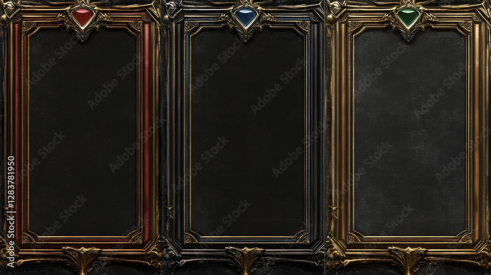 Empty rectangle frames in medieval style for game ui design. Vector ...