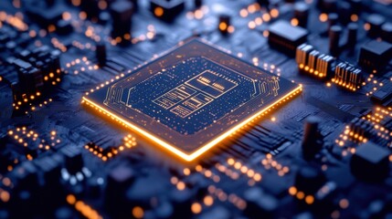 Poster - Circuit board featuring circuit design and central bank digital currency concept illustration