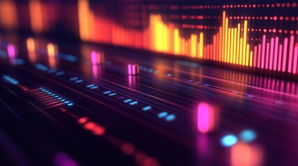 Poster - Neon Digital Audio Visualizer: Abstract Colorful Music Technology
