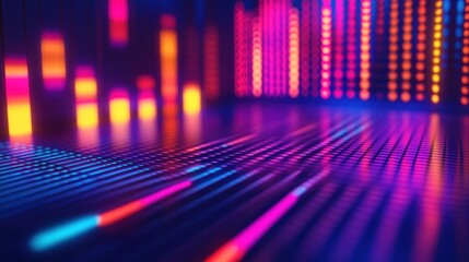 Poster - Neon Lightscape: A Symphony of Vibrant Hues and Digital Reflections