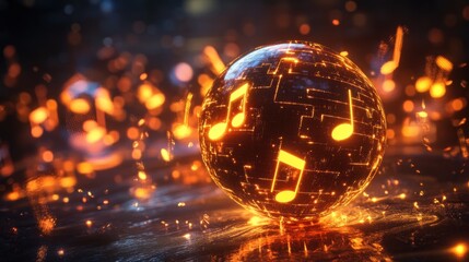 Poster - Glowing Music Sphere: A Symphony of Light and Sound