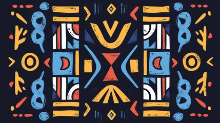 Aufkleber - Colorful Geometric Abstract Pattern with Bold Shapes and Vibrant Colors for Creative Backgrounds and Designs
