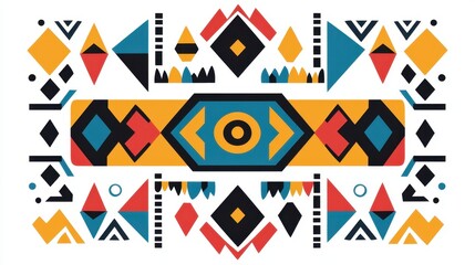 Poster - Vibrant Geometric Pattern with Bold Colors and Unique Shapes in a Modern Abstract Style