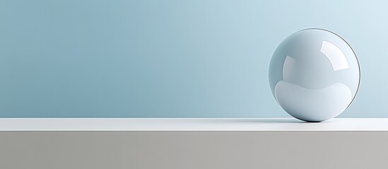 Sticker - Light blue sphere on white shelf, minimalist background. Website design