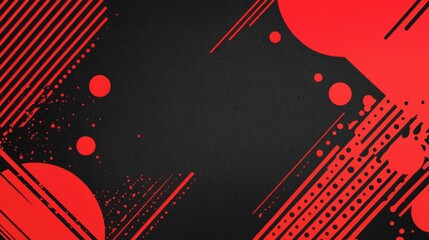Poster - Abstract Red and Black Background with Geometric Lines and Circular Elements for Graphic Design and Creative Projects