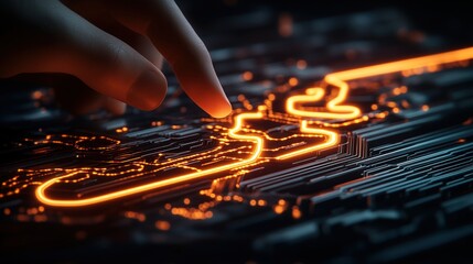 Poster - Person interacting with circuit board in context of digital transformation strategies for business modernization