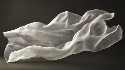Poster - Abstract Flowing White Fabric: A Study in Texture and Light