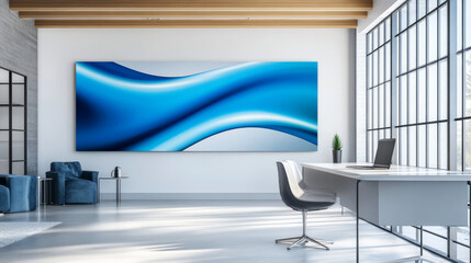 Poster - Set abstract vector banners with smooth shiny blue elements