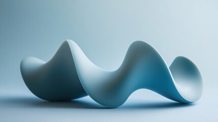Poster - Abstract Blue Sculpture: Serene Curves and Minimalist Design
