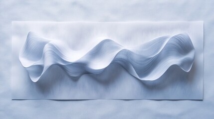 Poster - Abstract Paper Sculpture: Serene Waves of Light Blue
