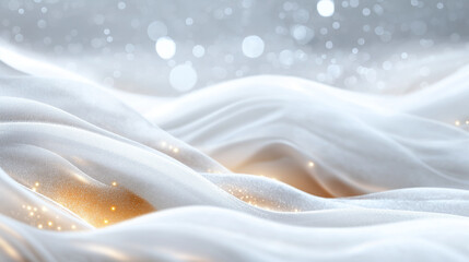 Wall Mural - A snowy landscape with a bright orange glow in the background