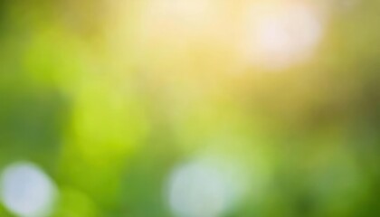 Poster - soft focus green and yellow sunlight bokeh background with natural blurred foliage, ideal for eco friendly designs and wellness themes