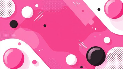 Poster - Abstract colorful background design featuring circular shapes and smooth curves in vibrant pink, black, and white tones for modern creative projects