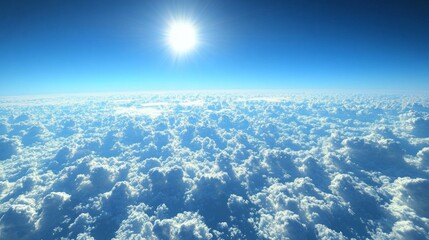 Aufkleber - Gazing down from above, wisps of clouds stretch endlessly beneath a radiant sun, creating an ethereal expanse that captivates the senses and invites tranquility