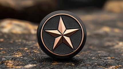 Poster - Realistic Emblem with Star Design on Textured Background for Creative Projects and Illustrative Uses