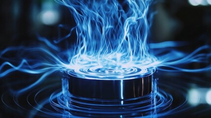 Poster - Mystical Blue Plasma Energy Orb: Abstract Digital Art