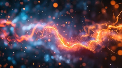 Poster - Abstract Cosmic Energy Flow: A Symphony of Orange and Blue Nebulae