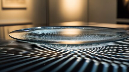 Poster - Glass Art: Circular Reflections on a Dark Surface