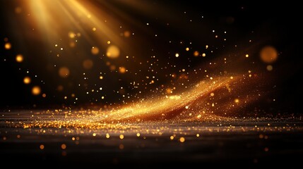 Poster - Bright gold explosion of light with sparkling blur background in generative ai design