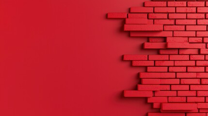 Poster - Textured Red Wall with Bricks in a Unique Pattern, Displaying Artistic Red Tones and Modern Design Elements for Creative Projects