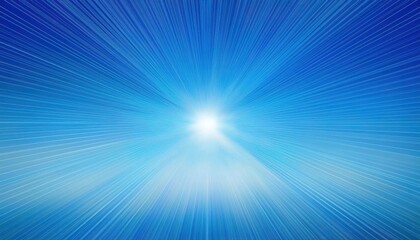 Poster - radiant blue sunburst with dynamic light rays, glowing center and abstract sky background for energy, spiritual, and design themes

