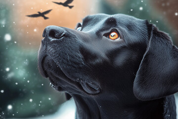 Wall Mural - dog in winter