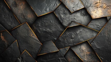 Poster - Abstract geometric stone pattern with metallic accents